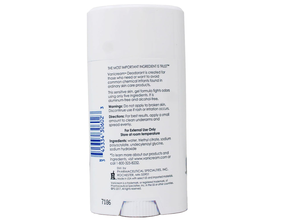 Vanicream pack of 3 deodorants shown, convenient for travel or family use.
