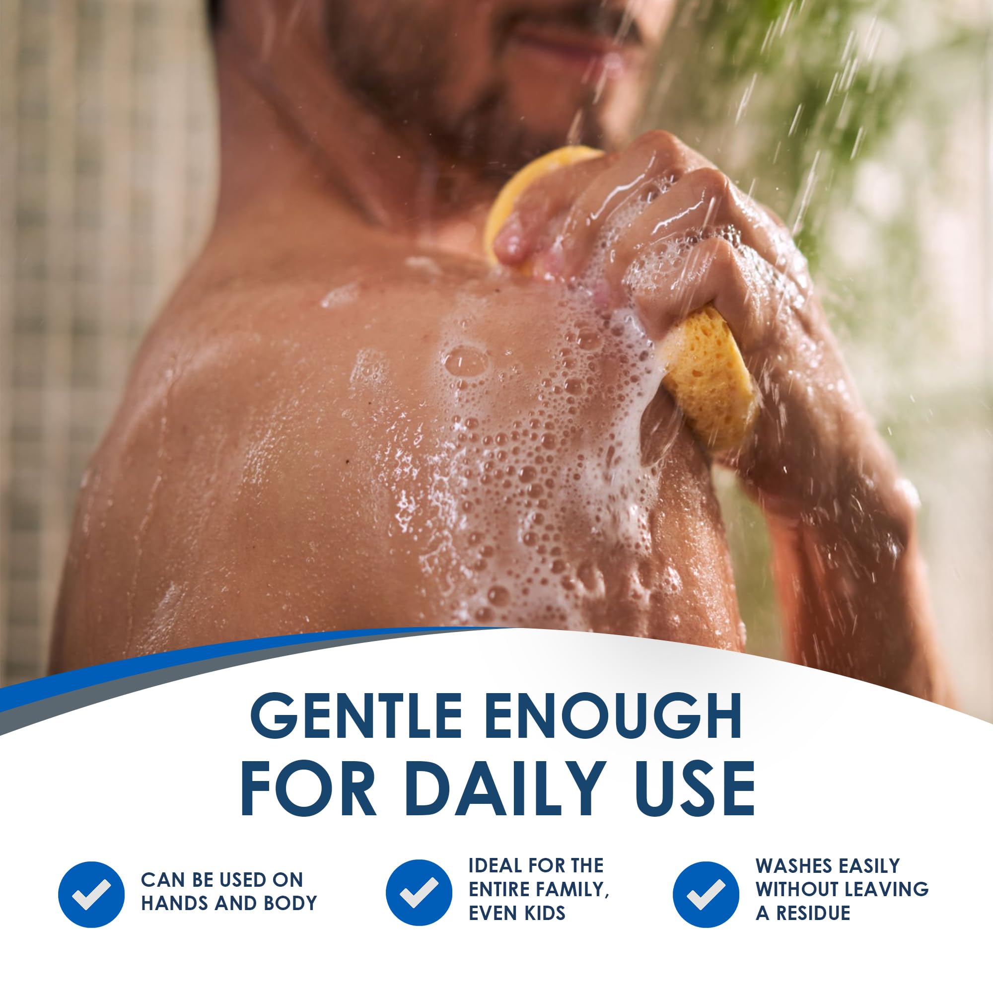 Vanicream used in family shower scene illustrating safe daily use