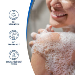 Vanicream creamy foam texture demonstrating mild lather and softness