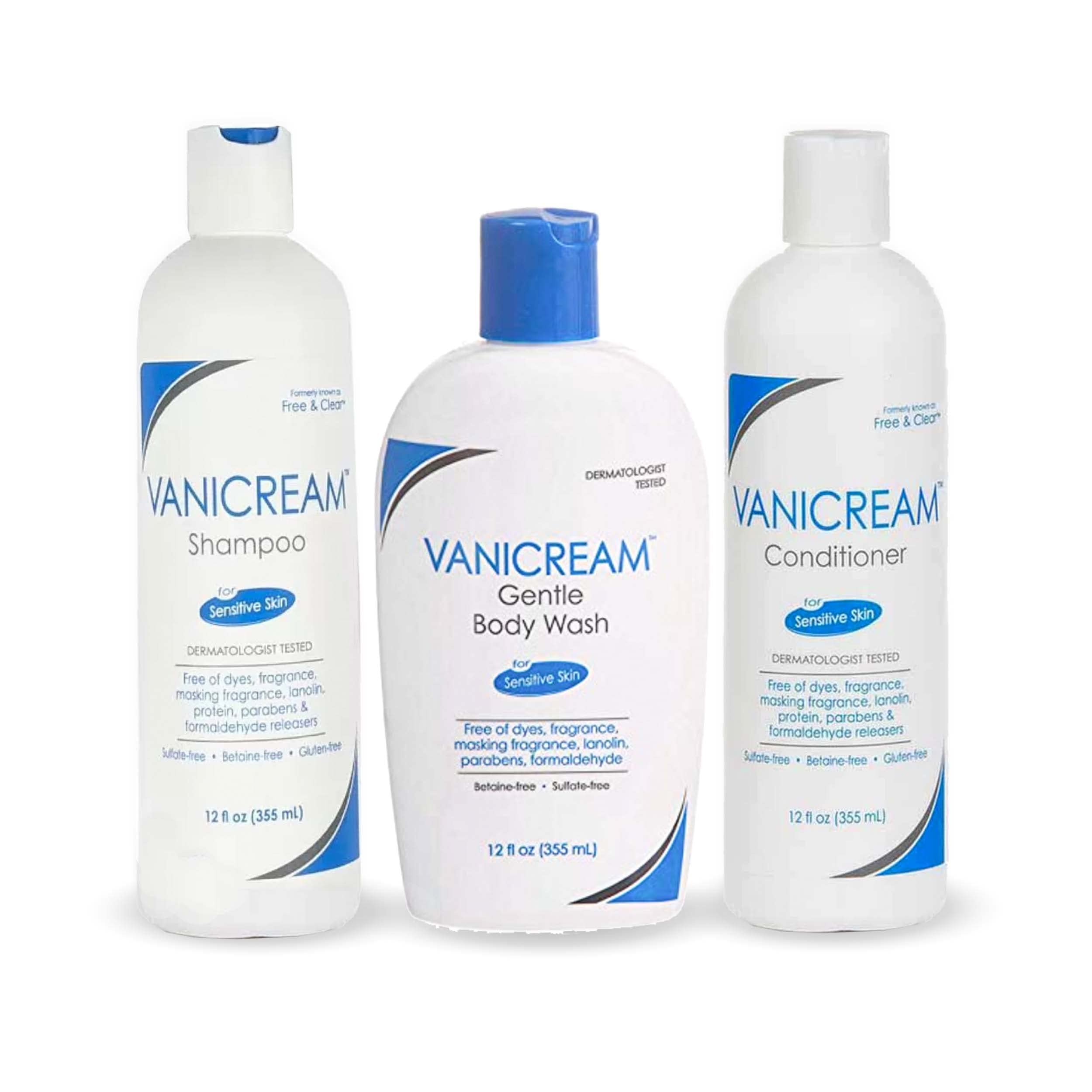 Vanicream Free and Clear Shampoo bottle for gentle cleansing on sensitive skin daily use