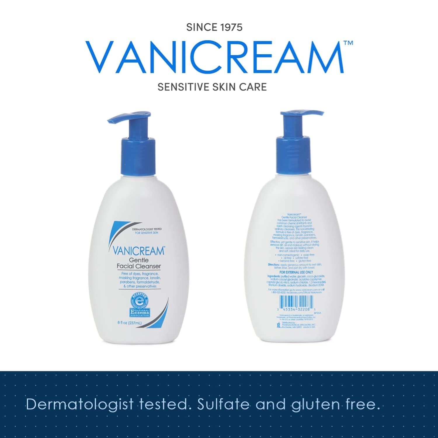 Vanicream Gentle Facial Cleanser label closeup highlighting a mild formula for daily use