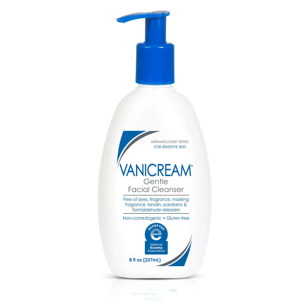 Vanicream Gentle Facial Cleanser pump bottle for sensitive skin, fragrance-free daily cleansing.