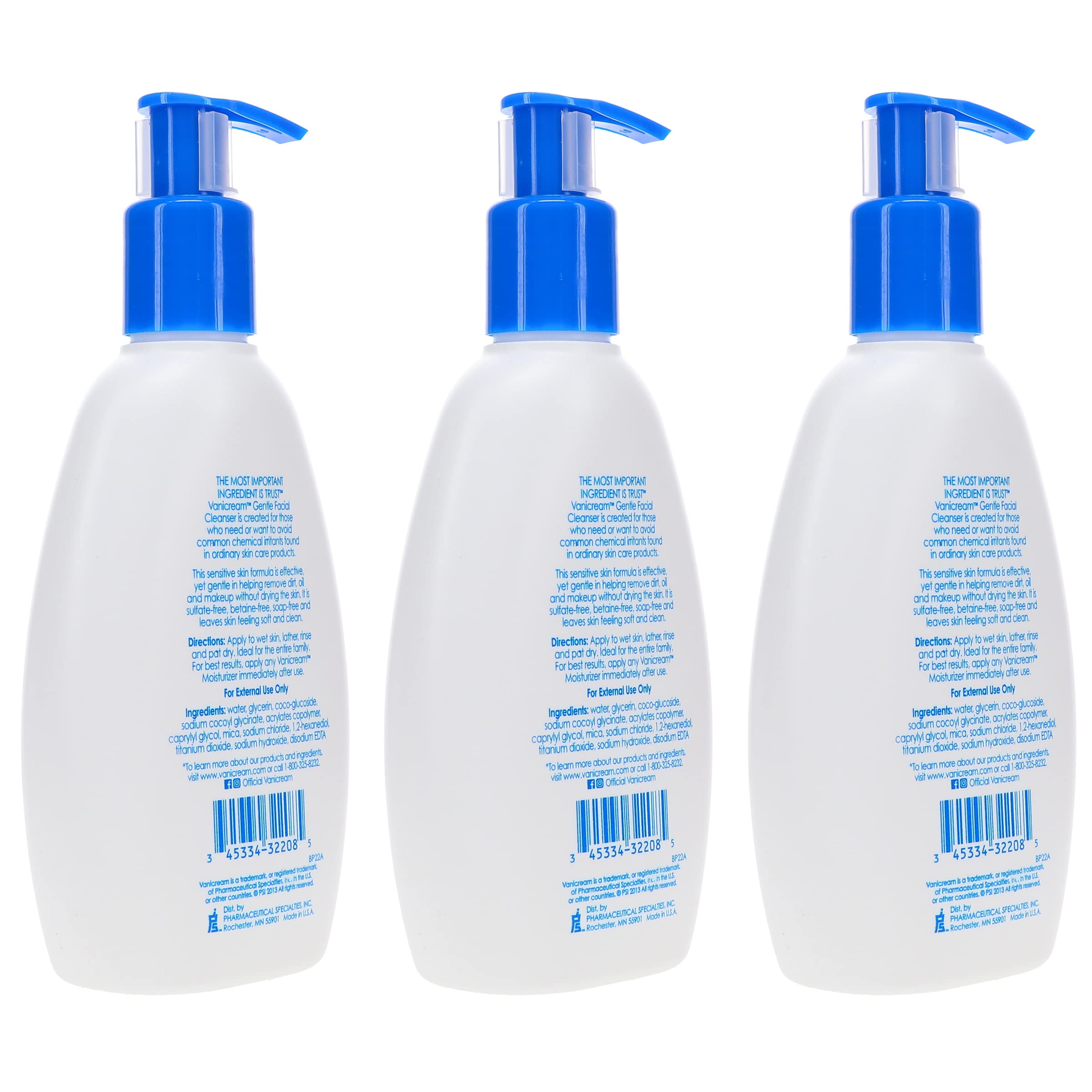 Vanicream Gentle Facial Cleanser unscented label highlights fragrance-free formula for sensitive users.