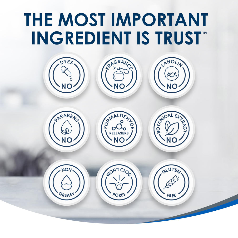 Vanicream label ingredient list displaying absence of common irritants