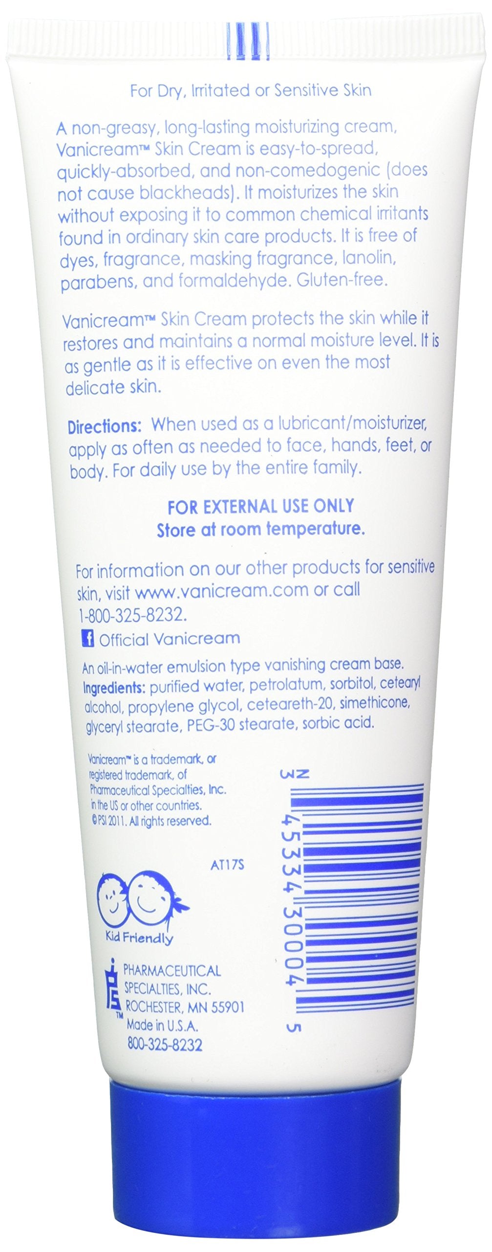 Vanicream cream texture close-up demonstrates light, fast-absorbing hydration.