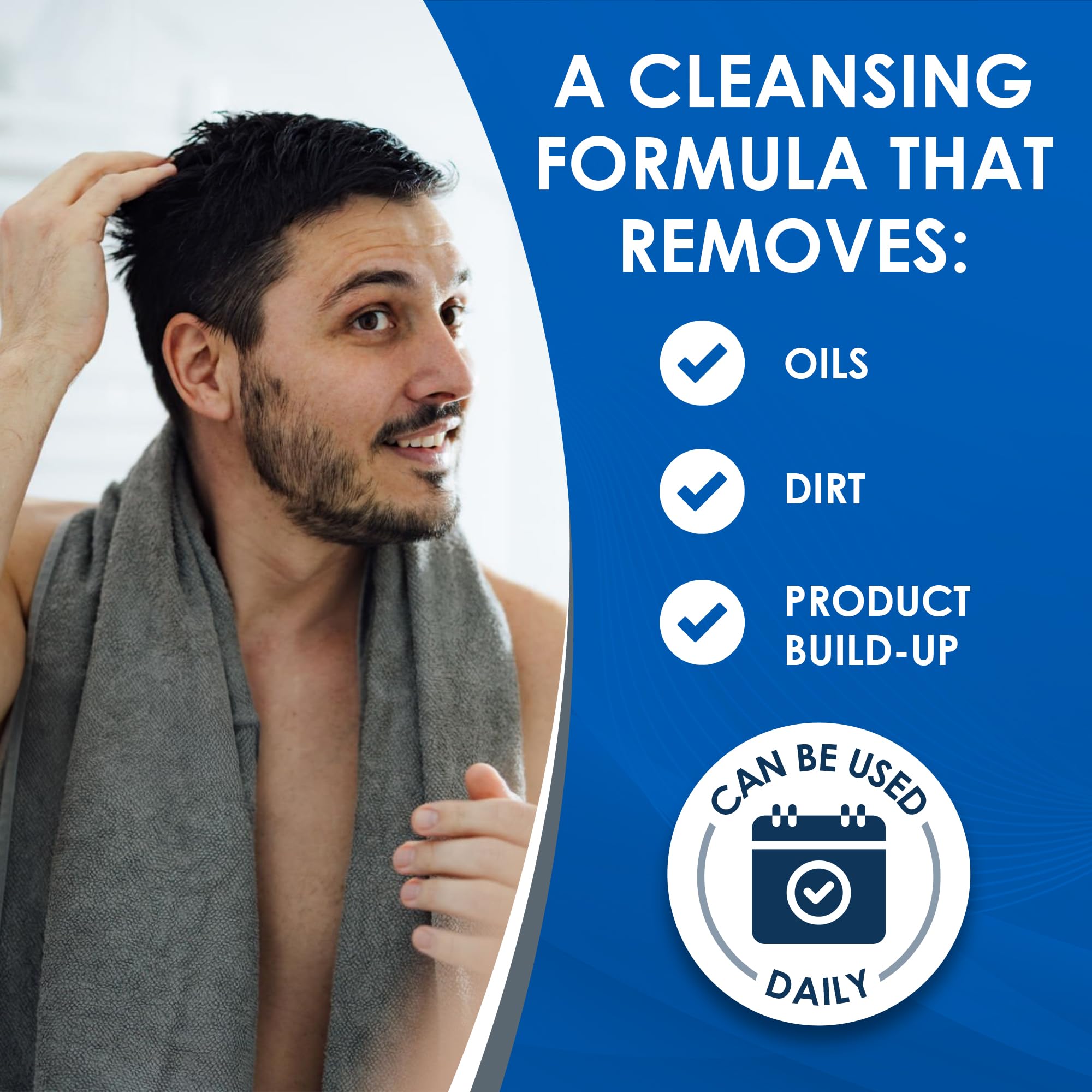 Before-and-after hair shot using Vanicream showing less buildup and smoother hair