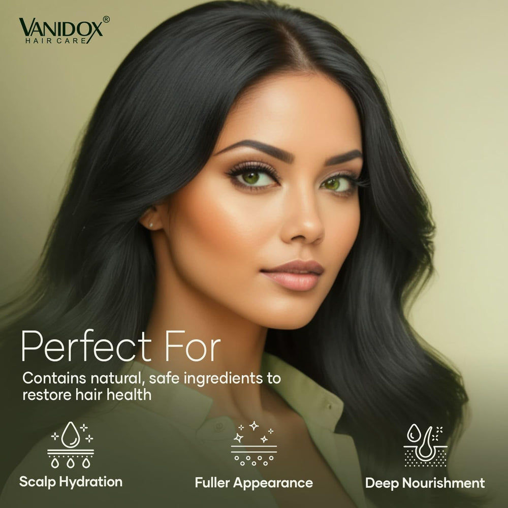 VANIDOX argan oil and keratin formula closeup indicates shine and moisture balance