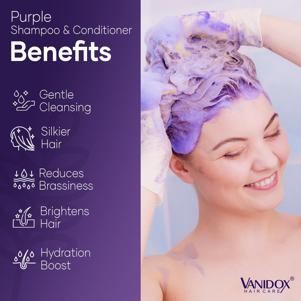 Vanidox purple shampoo ingredients closeup—sea buckthorn oil supports moisture and color-friendly care.
