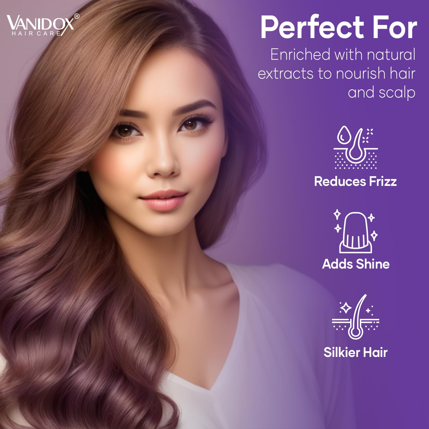 Vanidox Shampoo lather demonstrates rich cleansing foam.