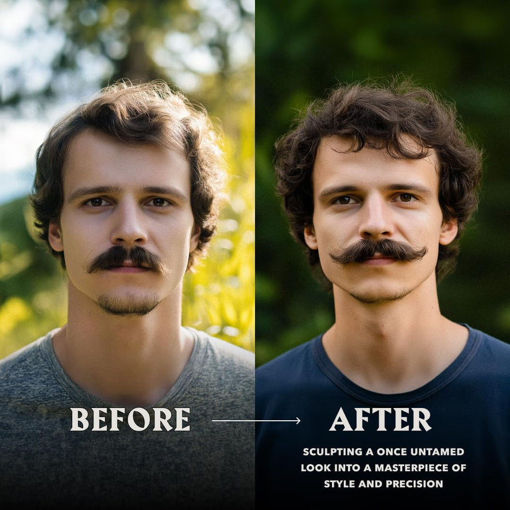 Vanilla-scented Striking Viking beard balm application showing light hold for style