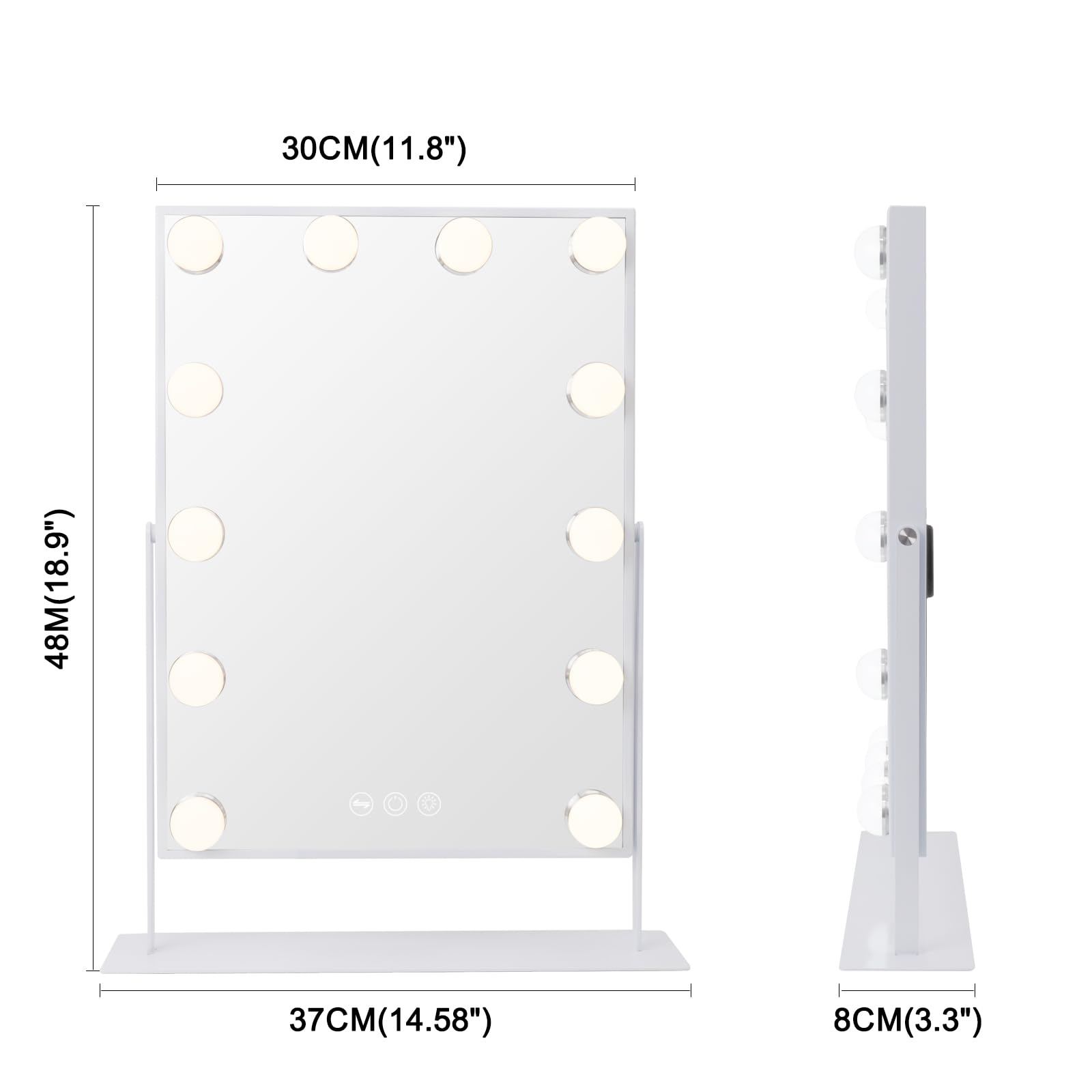 VANITII Global tabletop vanity mirror rotates 360 degrees for flexible viewing angles during grooming.