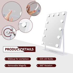 VANITII Global vanity mirror with detachable 10X magnification for precise detail work.