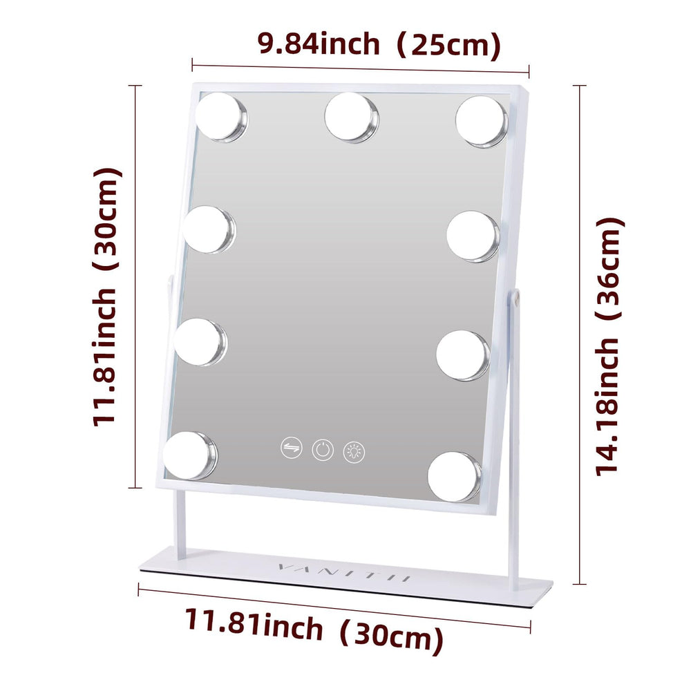 VANITII GLOBAL vanity mirror lights side-angle view for space-saving grooming