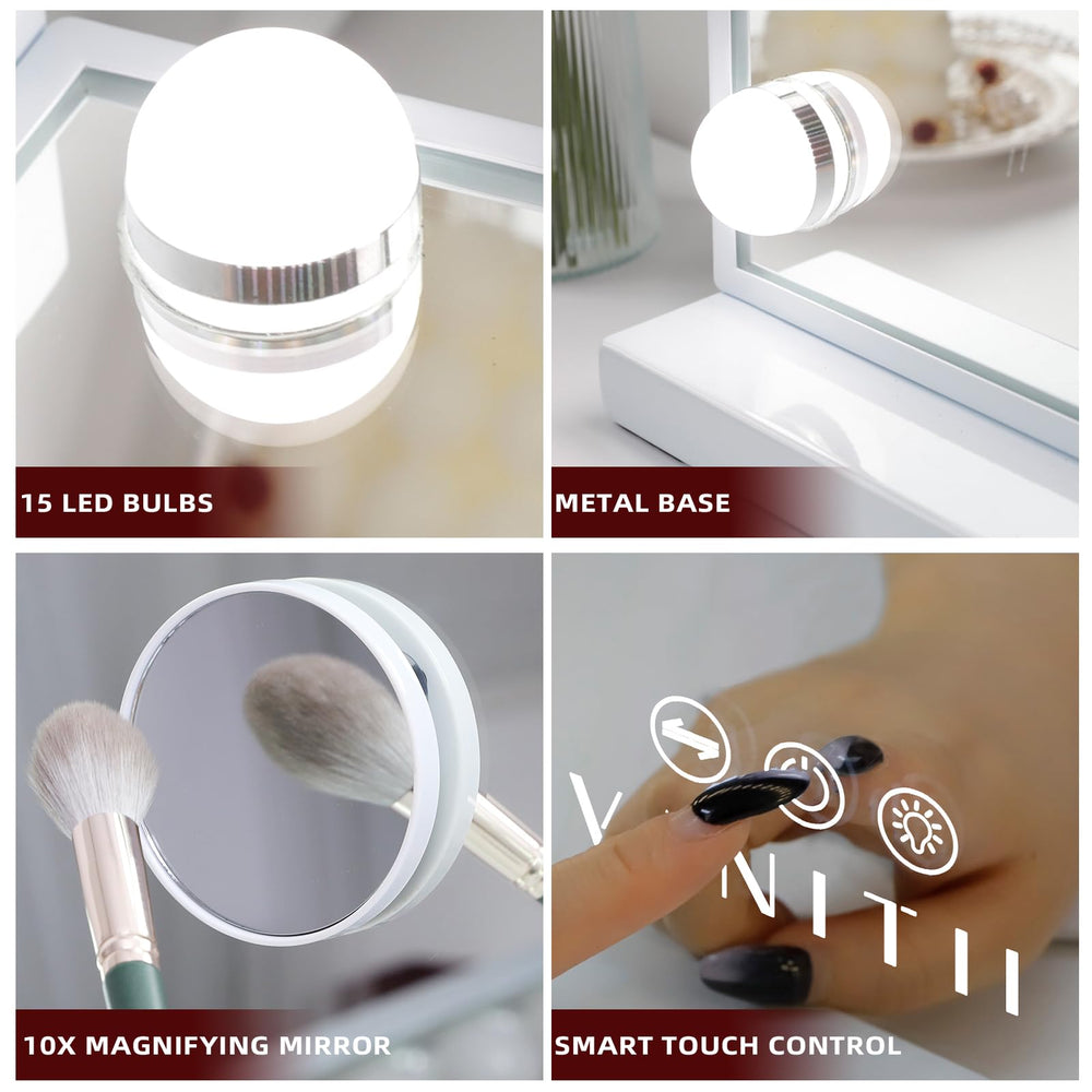 VANITII vanity mirror memory function restores last brightness for quick touch-ups