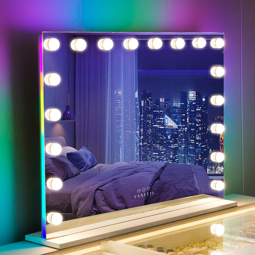 VANITII vanity mirror with RGB backlit lighting for precise makeup and mood
