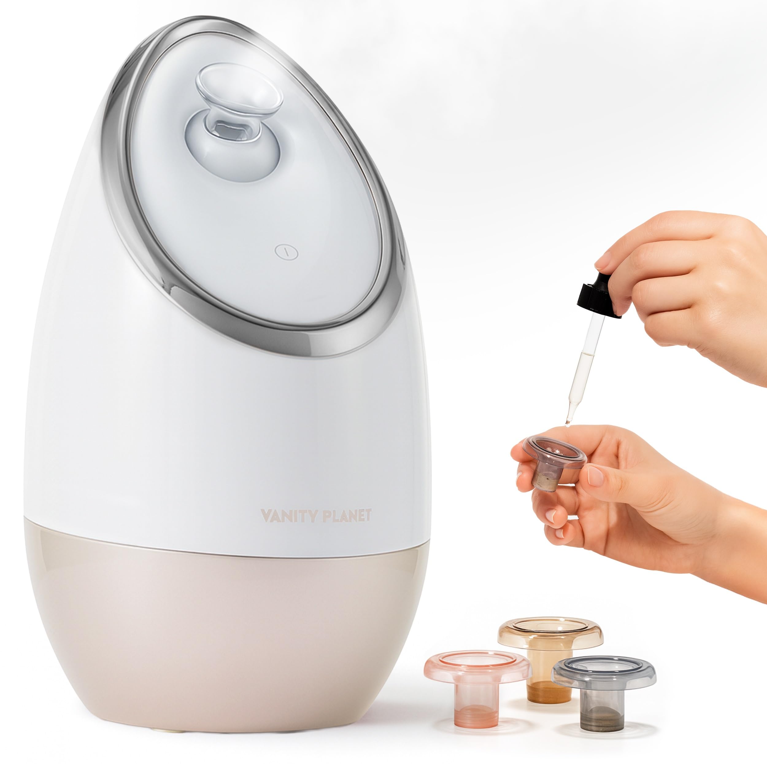 Vanity Planet Aira steamer beige front view for at-home detox skincare.