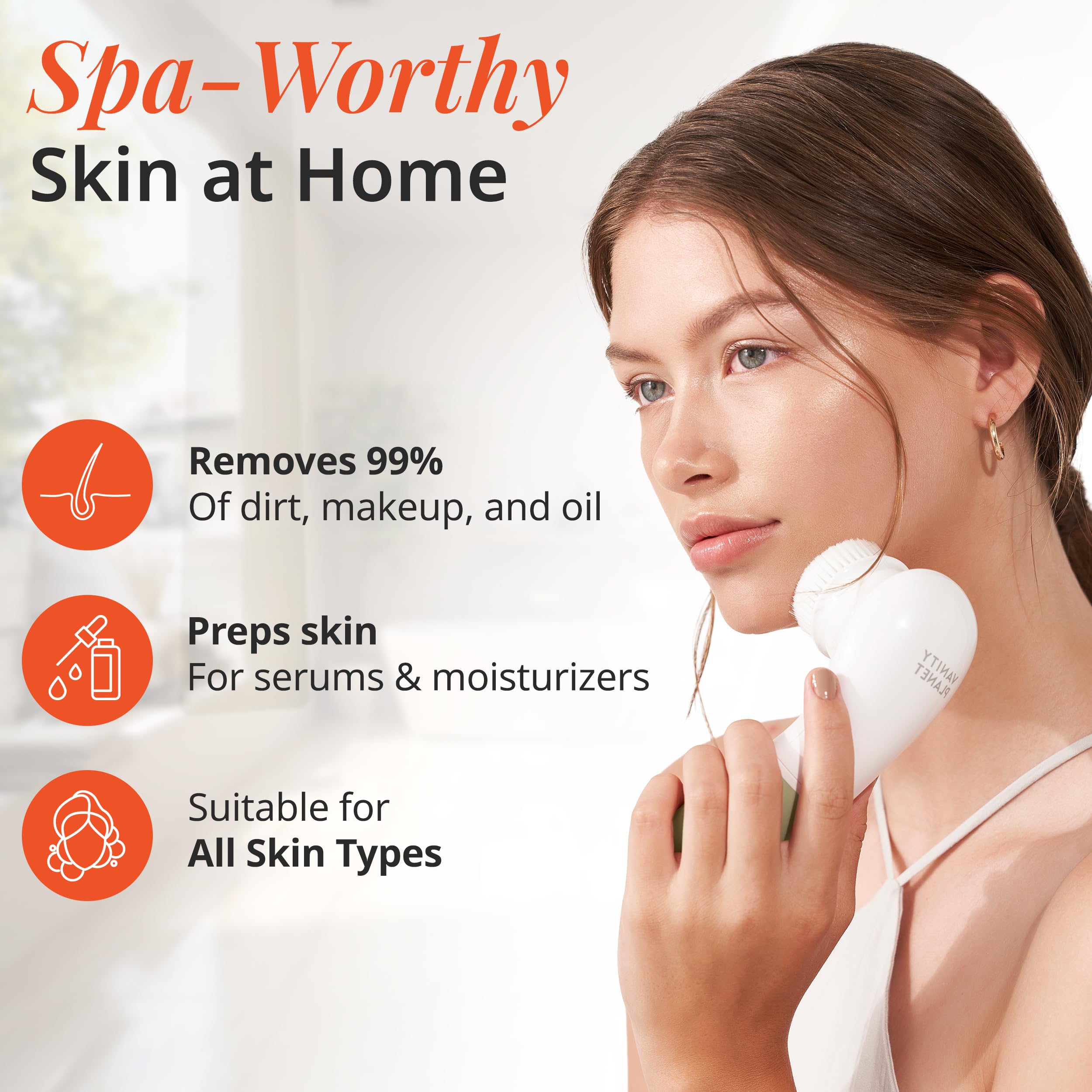 Raedia cleansing head attachment for daily facial cleansing with customizable sensitivity.