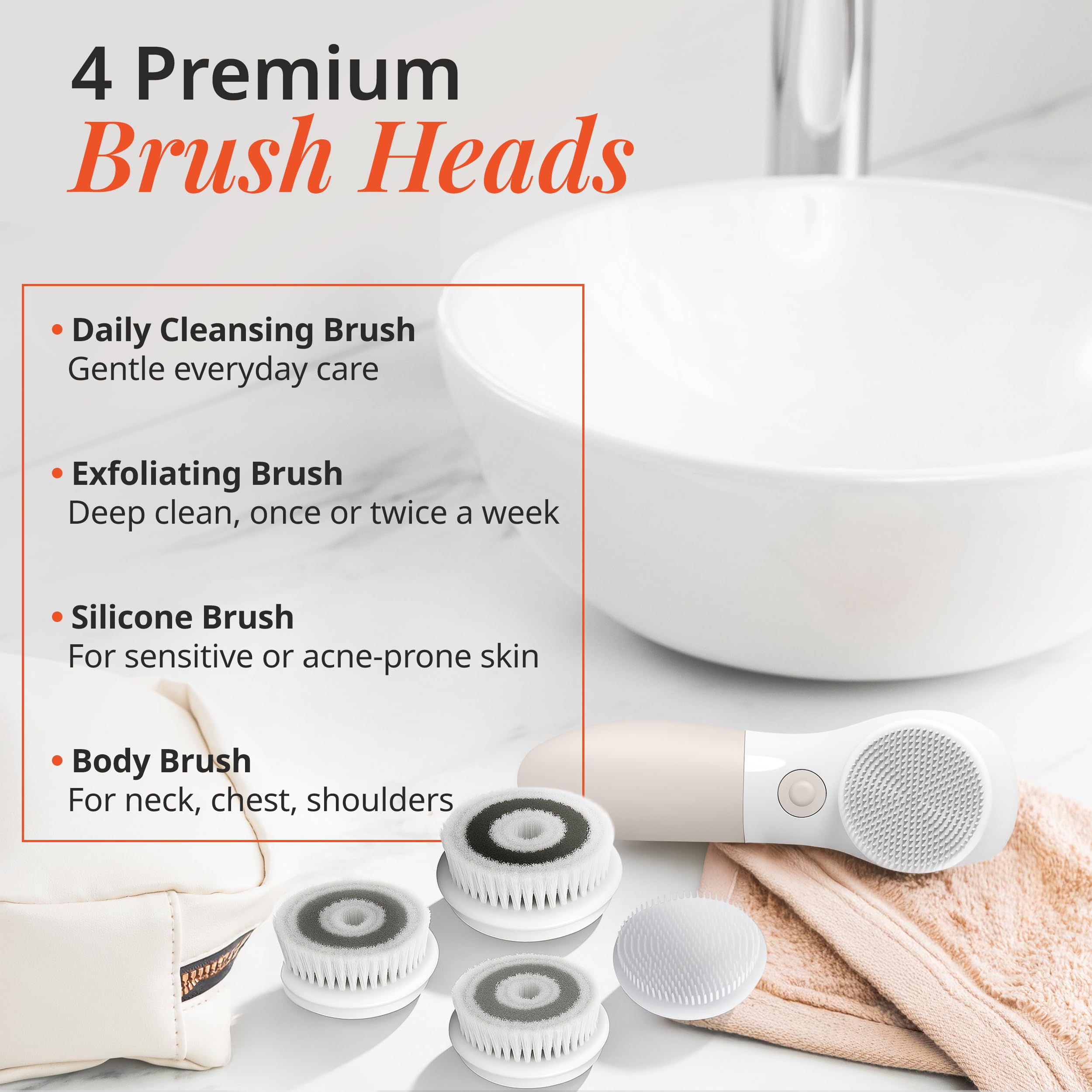 Raedia silicone head provides gentle, hygienic cleansing for sensitive areas.