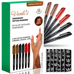 Vanli's temporary tattoo markers six pens offer crisp color for creative skin art.