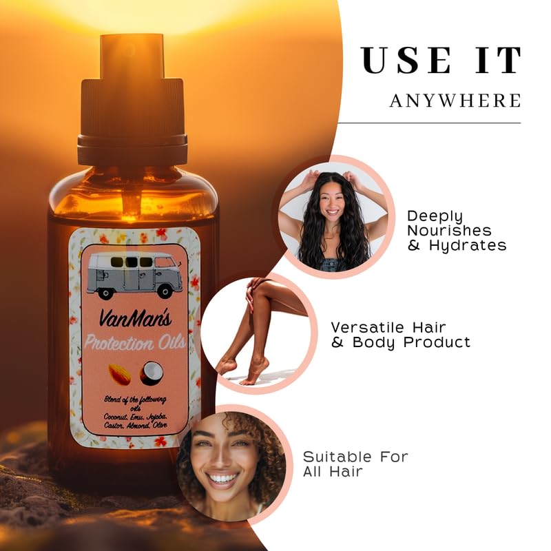 VanMan Protection Oil used on dry skin for lightweight moisture.