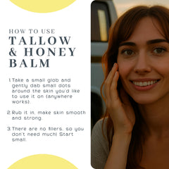 The VanMan Company Vanman's balm ingredients shown in glass bowl highlight organic honey and beeswax.