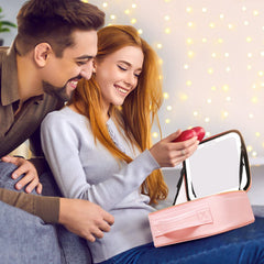 VANMRIOR makeup bag cover showing integrated mirror for quick touch-ups during travel.