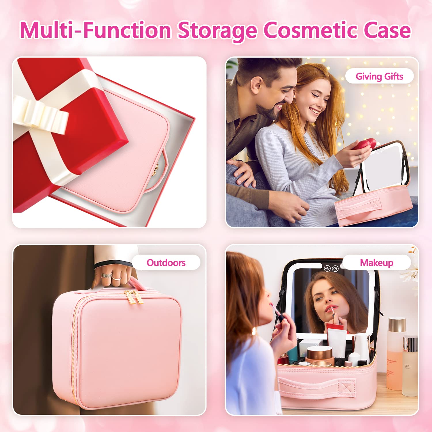 VANMRIOR durable waterproof synthetic leather finish on travel makeup bag.
