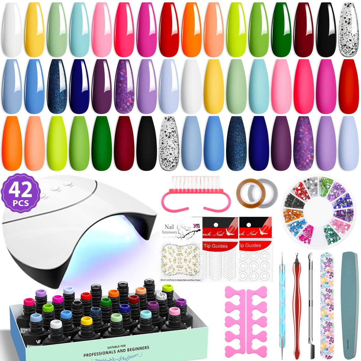 VANREESA 42-pcs gel nail kit box—complete at-home manicure starter set