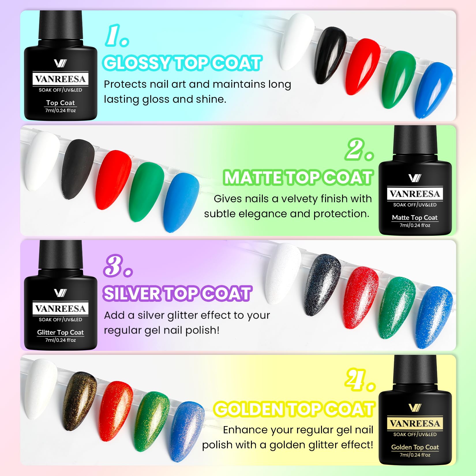 VANREESA 55-color swatches showcase seasonal shades for creative manicures.