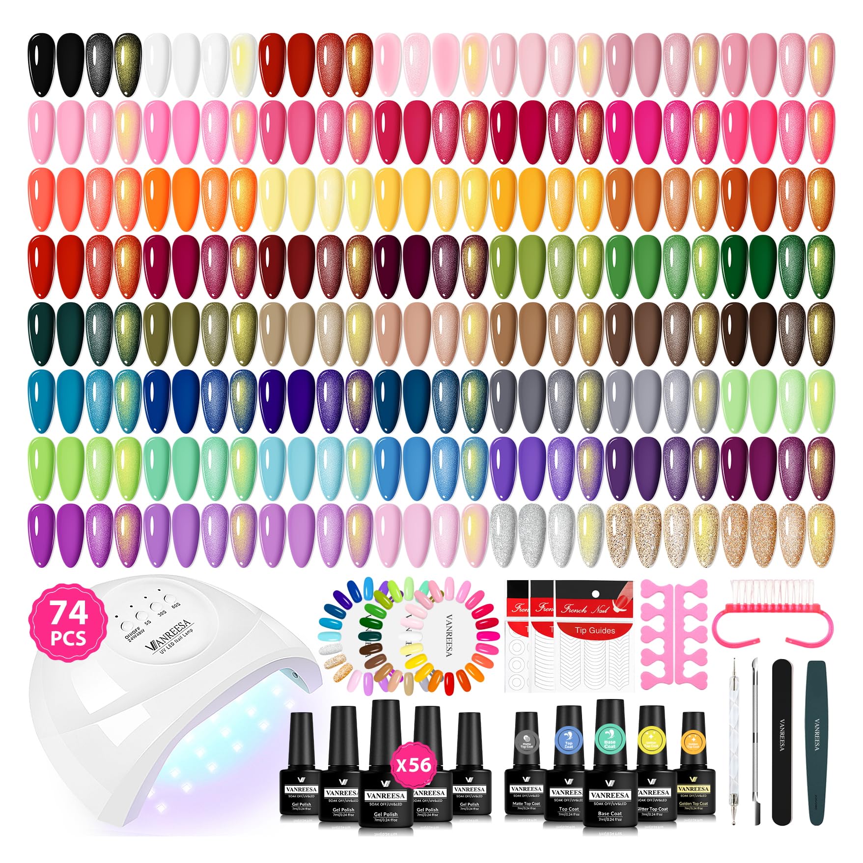 VANREESA gel nail polish kit color palette showcases versatile shades for at-home manicures.
