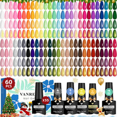 VANREESA gel nail polish set with 55 colors, vibrant palette for any occasion.