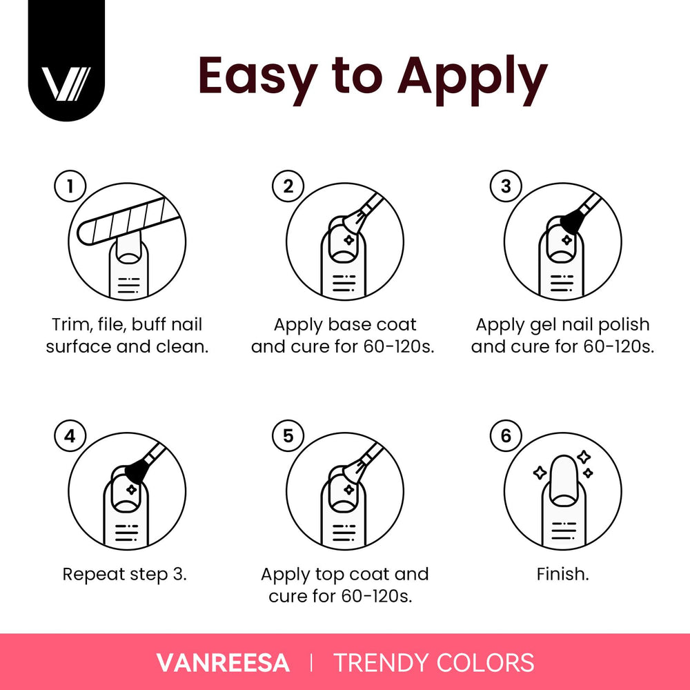 Vanreesa glitter top coat and finishes for bold, sparkling accents.