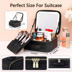 VANMRIOR travel makeup bag dimensions show portable travel size.