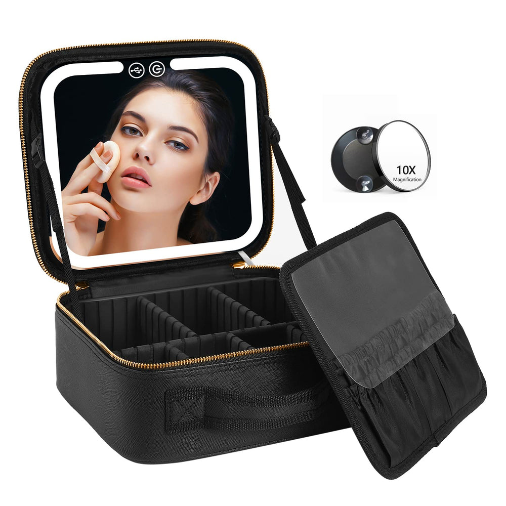 VANMRIOR travel makeup bag open with mirror for on-the-go touch-ups.