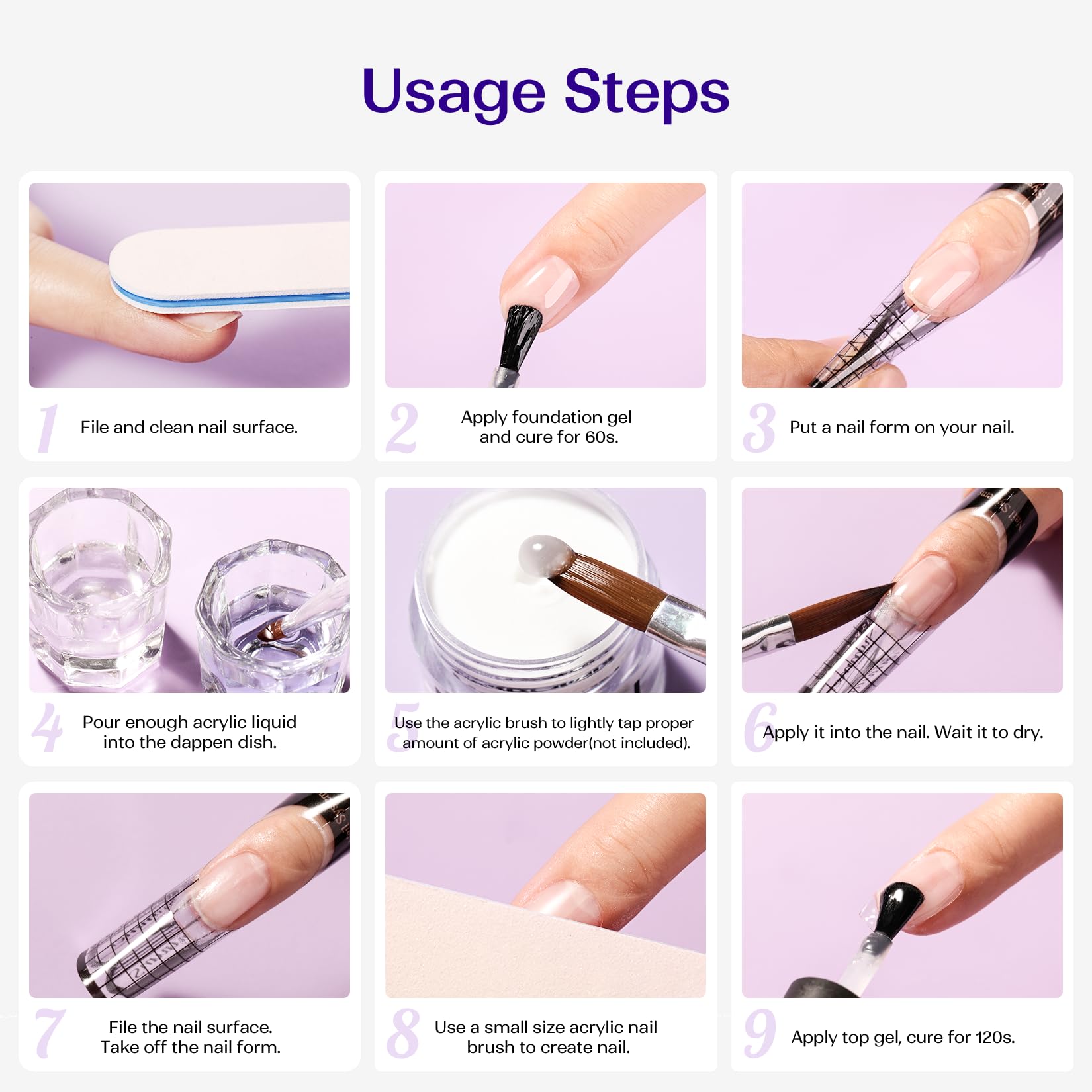 VANSISOS acrylic liquid works with any acrylic powder for versatility.