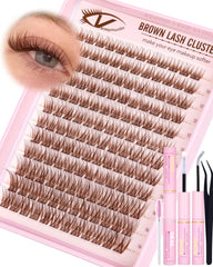 Vanssymunlin Brown Wispy Clusters closeup shows warm blend for natural-looking lashes.