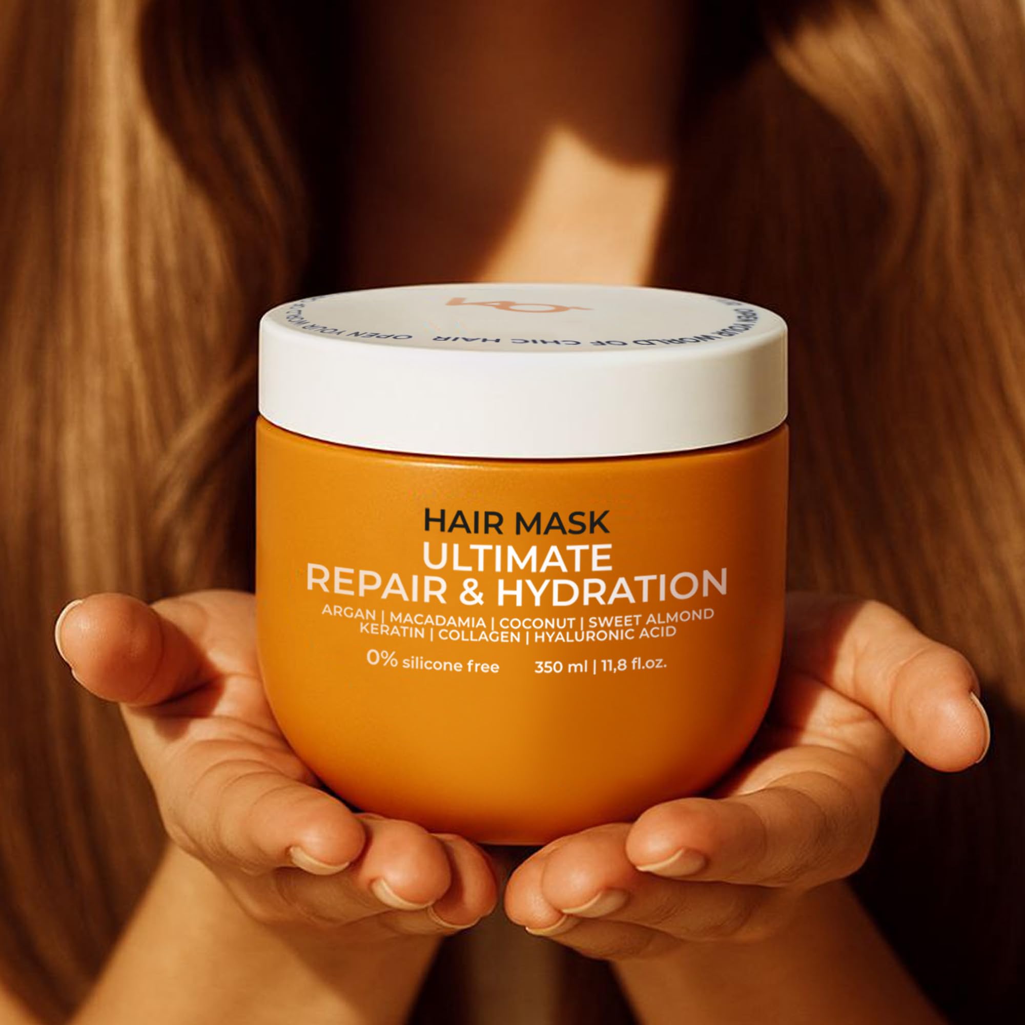 VAO Deep Conditioning Hair Mask gloss finish on hair indicating healthier strands