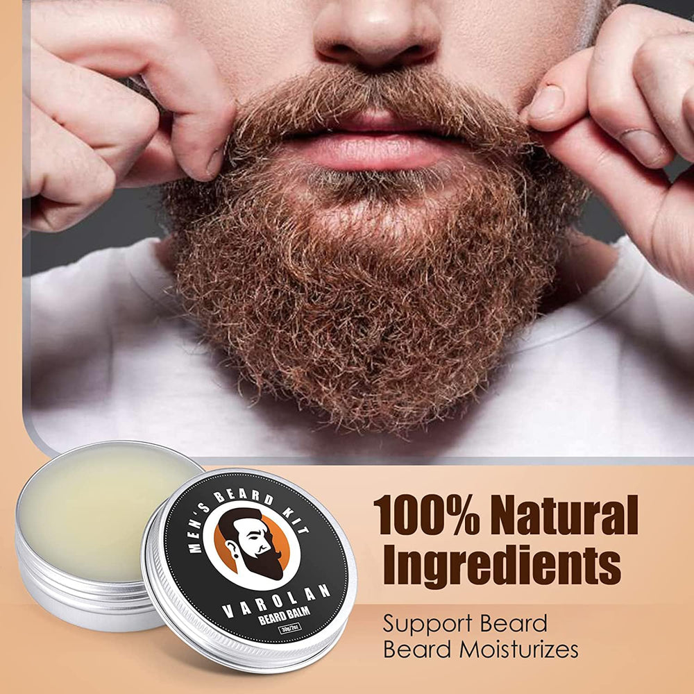 Varolan beard balm tube softens and nourishes facial hair for styling.