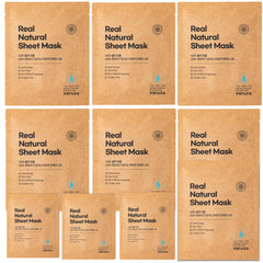 varuza Real Natural Sheet Mask packaging with blue ampoule highlighting hydration benefits.
