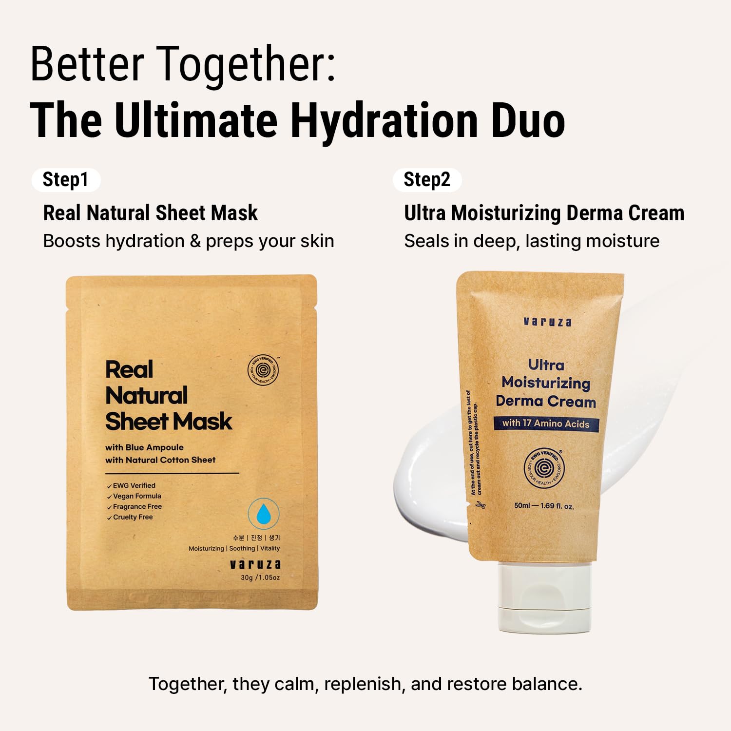 Varuza Ultra Moisturizing Derma Facial Cream – eco-packaging reduces plastic waste.