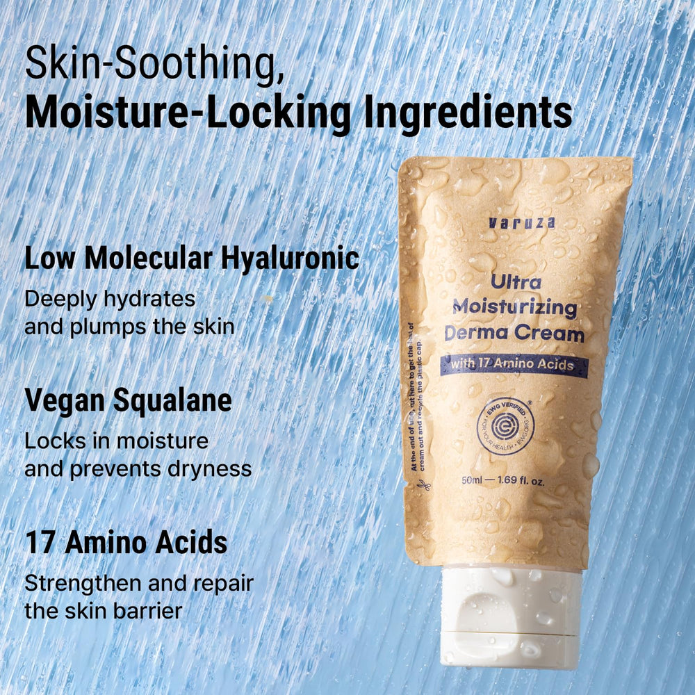 Varuza Ultra Moisturizing Derma Facial Cream on skin – fast-absorbing, non-greasy formula.