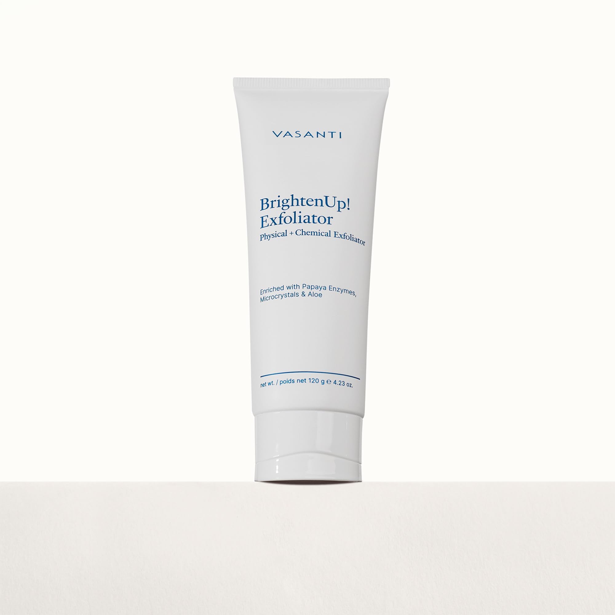 VASANTI Exfoliating Face Wash papaya focus image hints brightening possibilities.