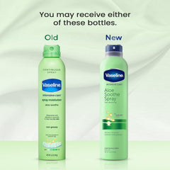 Vaseline Aloe Soothe Spray bottle delivers cooling relief for dry skin