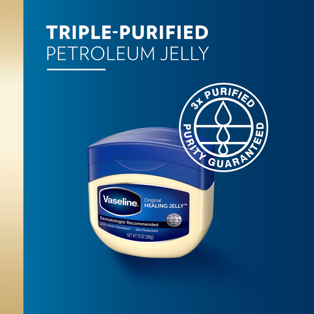 Vaseline jar on bathroom shelf in a clean setting for daily skincare routine