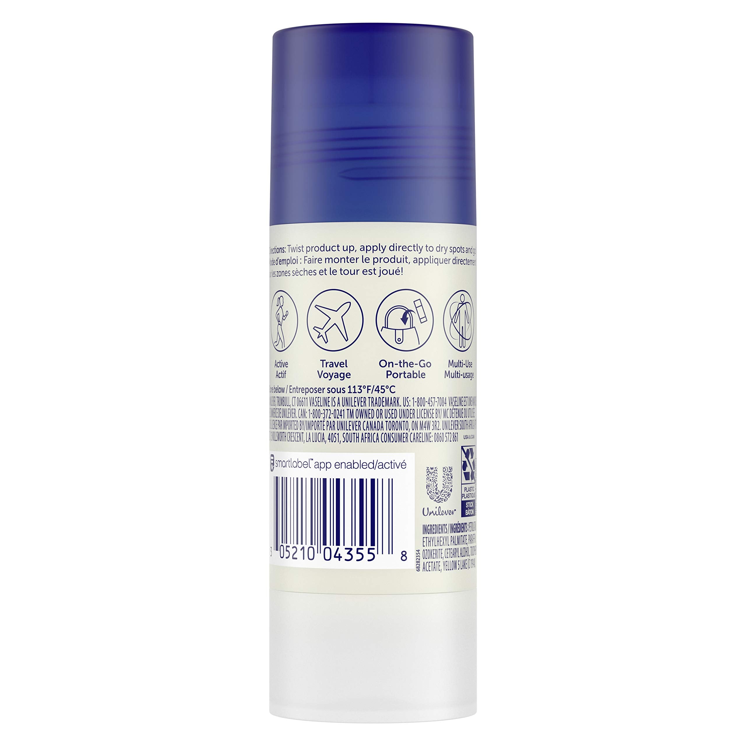 Vaseline body balm stick application on hand demonstrates mess-free moisture.
