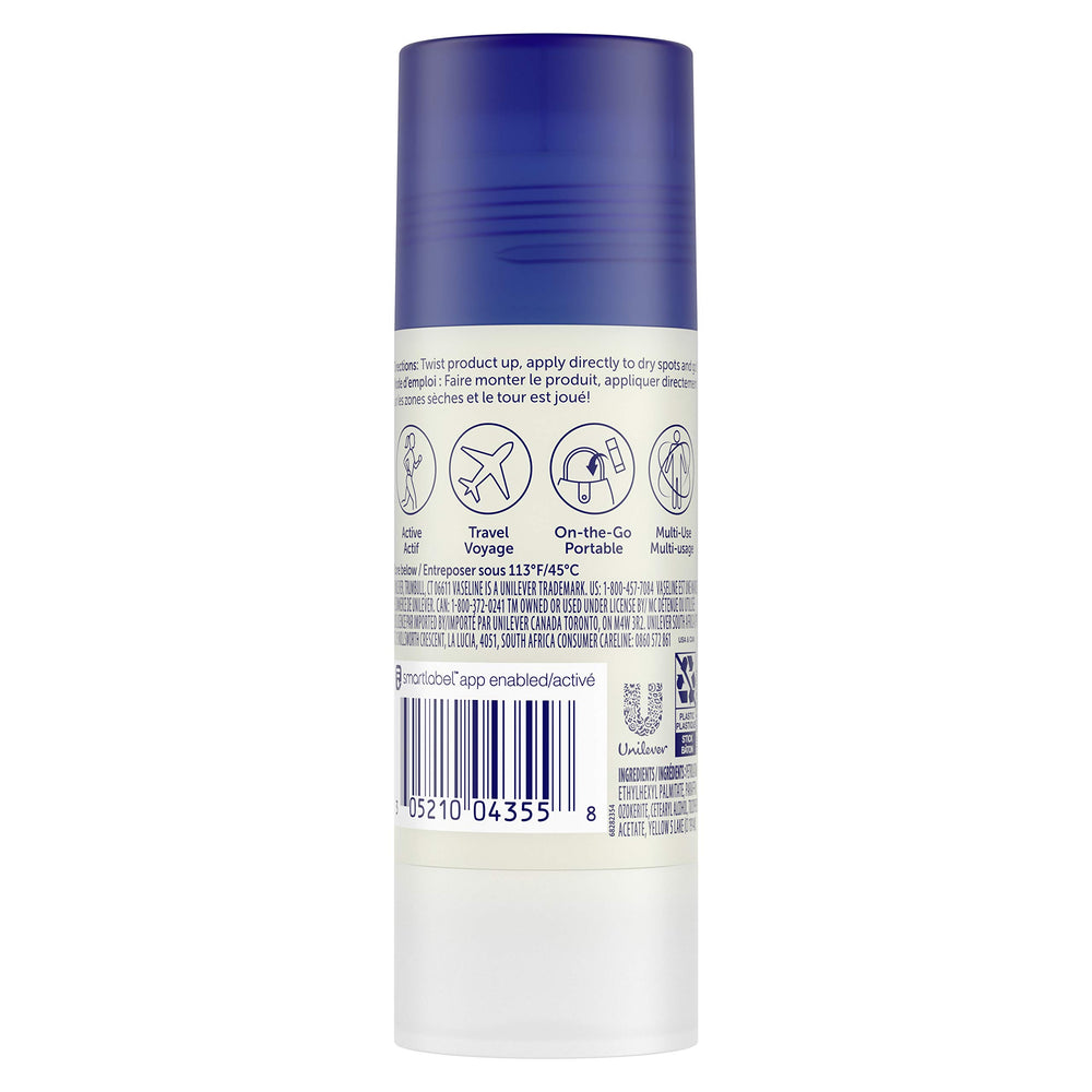 Vaseline body balm stick application on hand demonstrates mess-free moisture.