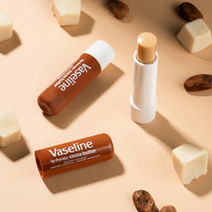 Vaseline Cocoa Butter Healing Jelly tube beside packaging illustrates convenient at-home use