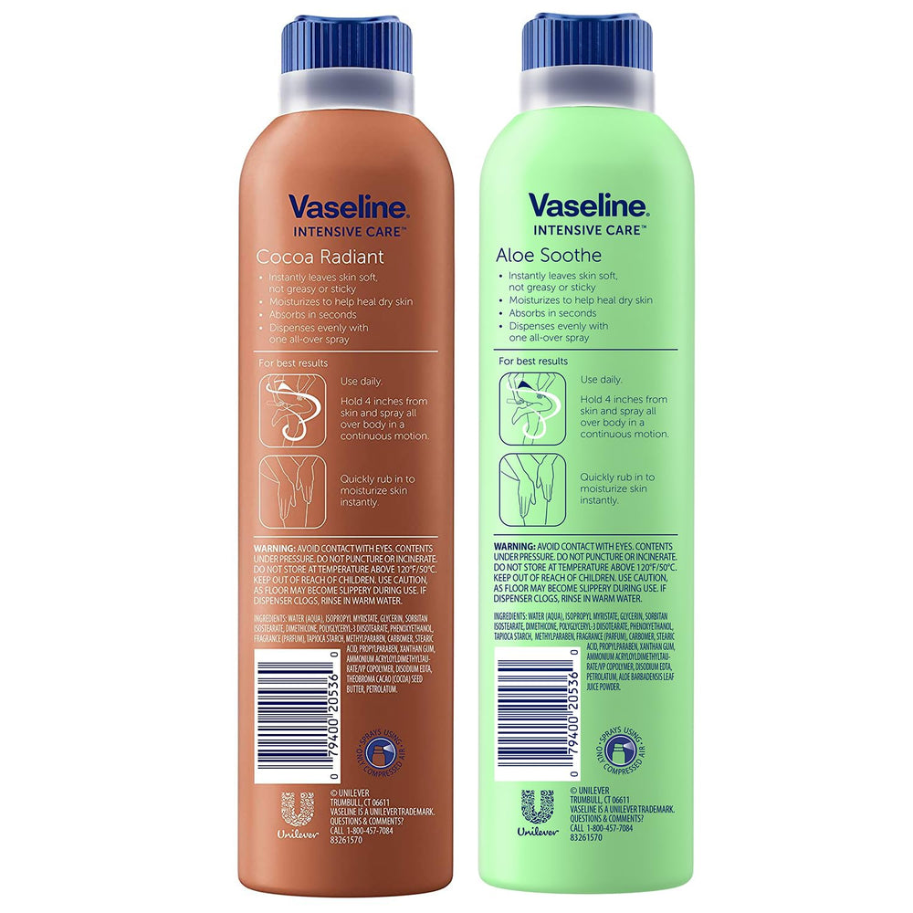 Vaseline Cocoa Radiant + Aloe Soothe 2-pack image shows versatile moisturizers