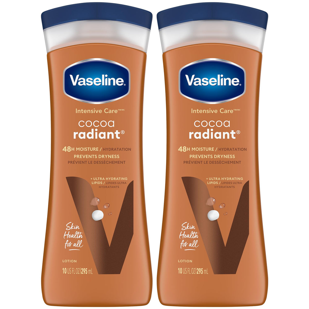 Vaseline Cocoa Radiant bottle closeup for rich moisture delivery.