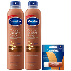 Vaseline Cocoa Radiant Spray bottle ready for quick, non-greasy moisture.